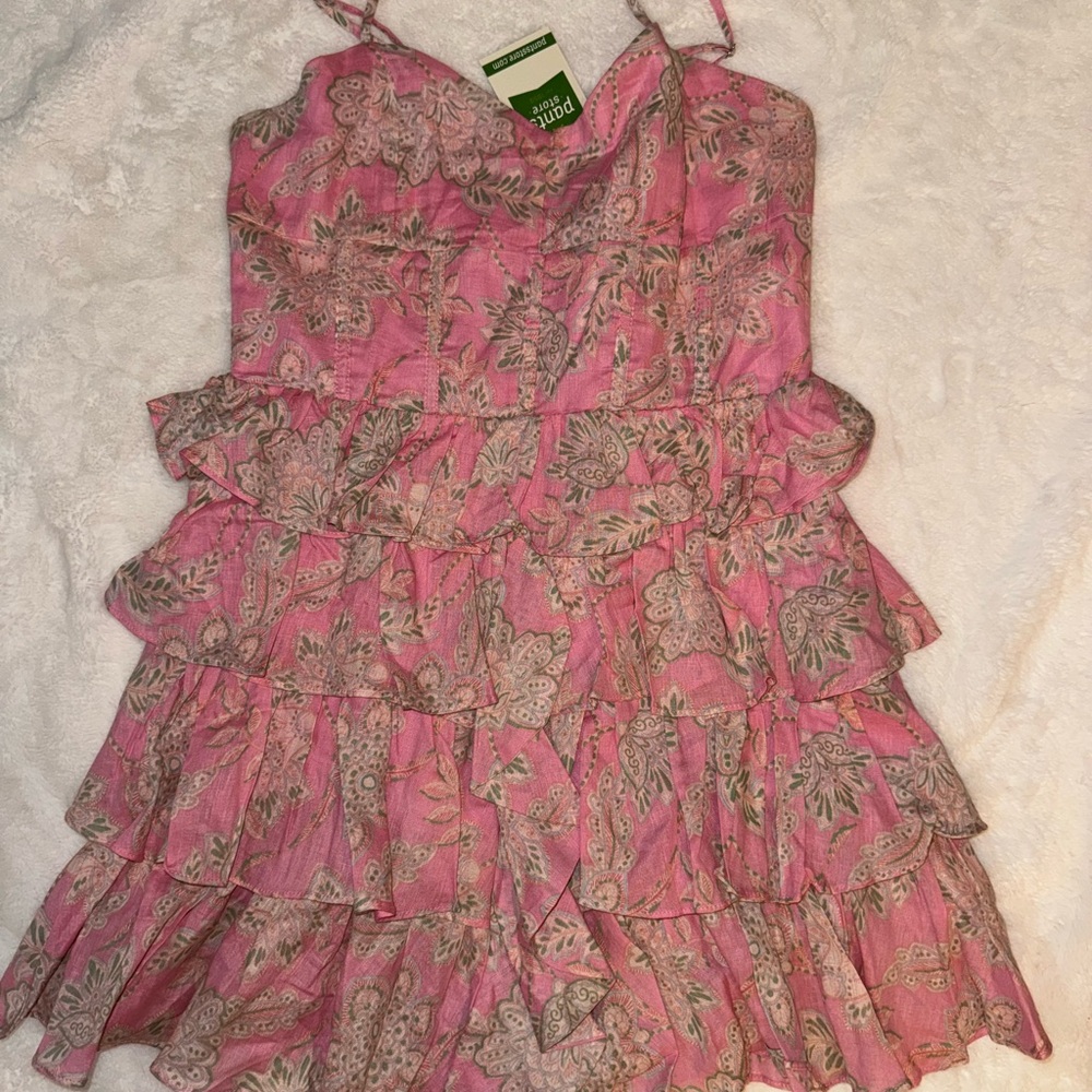 Pink Floral Ruffle Dress